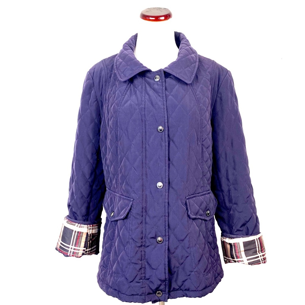 Vintage Preppy Y2K Purple Quilted Jacket Plaid Jacket XL